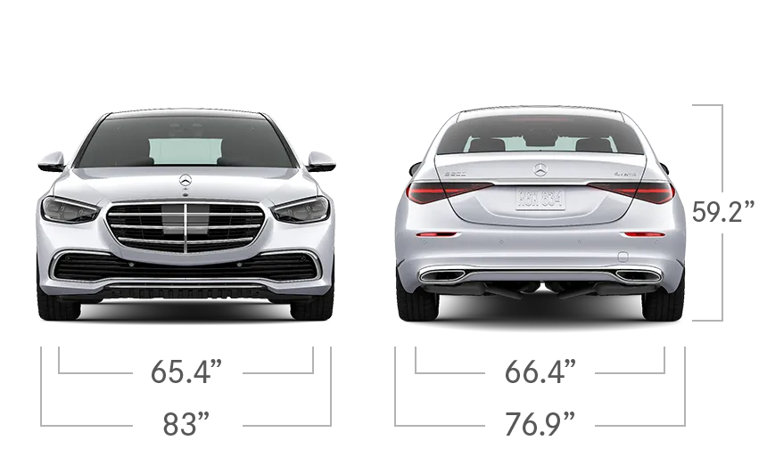 model front and back view diensions