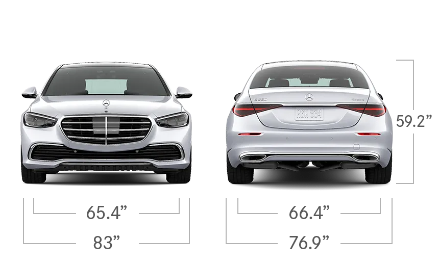 model front and back view diensions