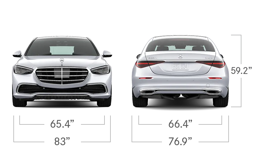 model front and back view diensions