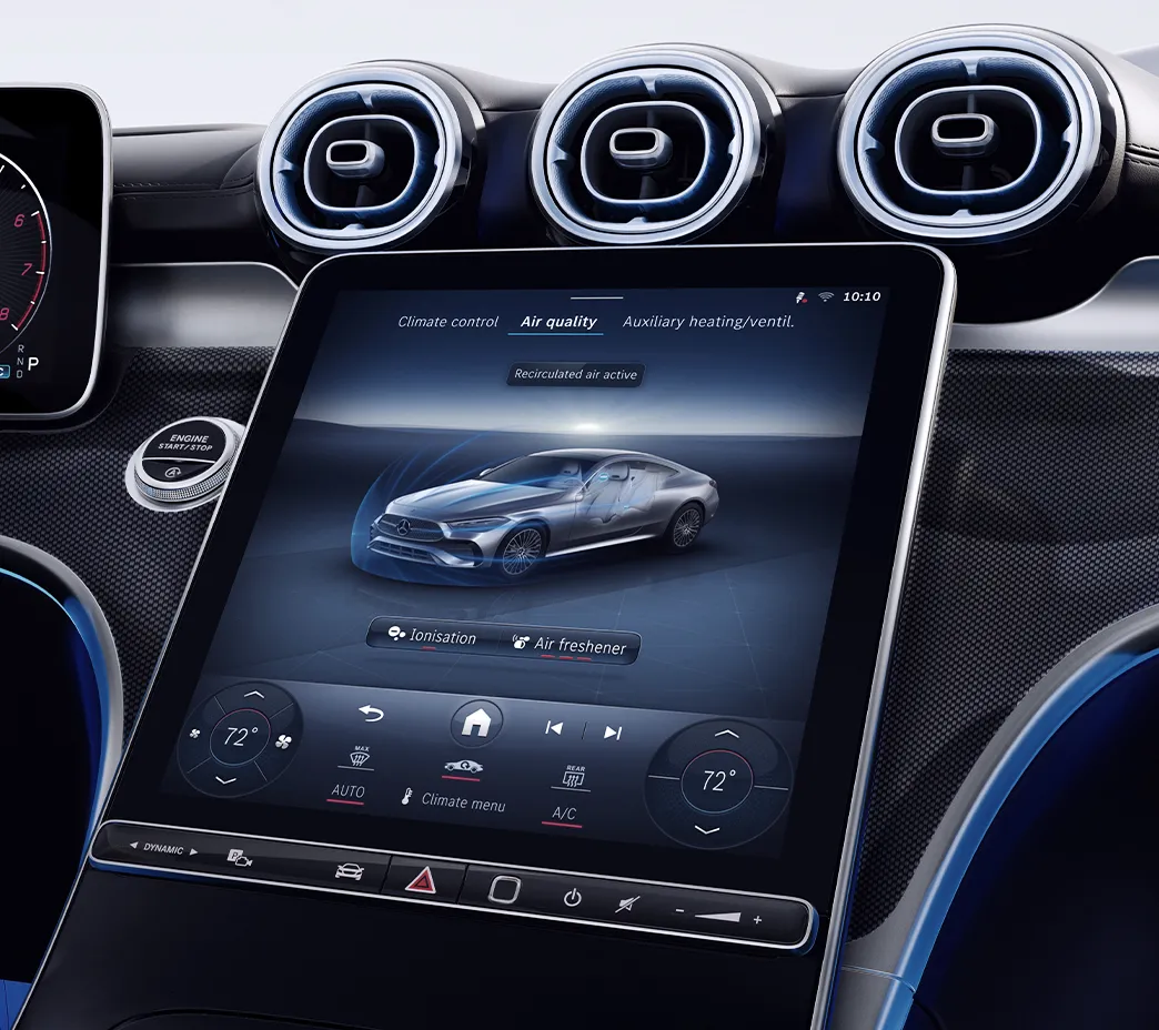 3rd-gen MBUX (the Mercedes-Benz User Experience) is smarter, quicker to respond, can understand more languages. And it can learn, add apps and update over time, and over the air.