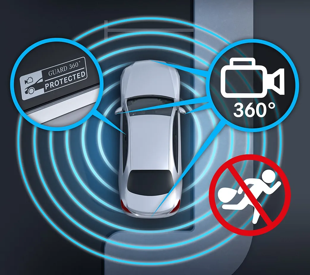 After you park, GUARD 360°® can alert you if the car is bumped. It can even use the car's exterior cameras to take pictures and send them to you via the Mercedes-Benz app.