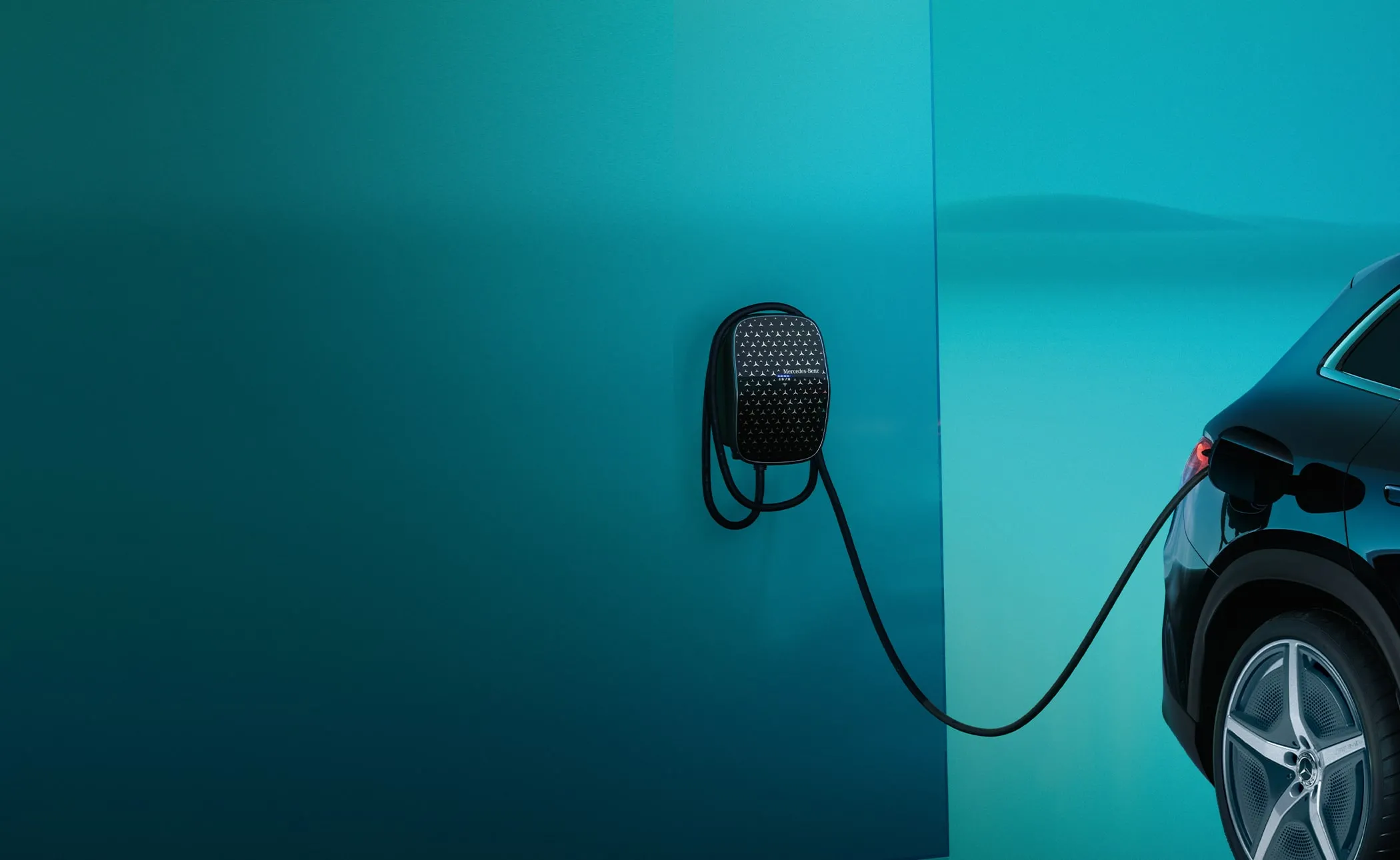 Mercedes EQE SUV home charging view 1