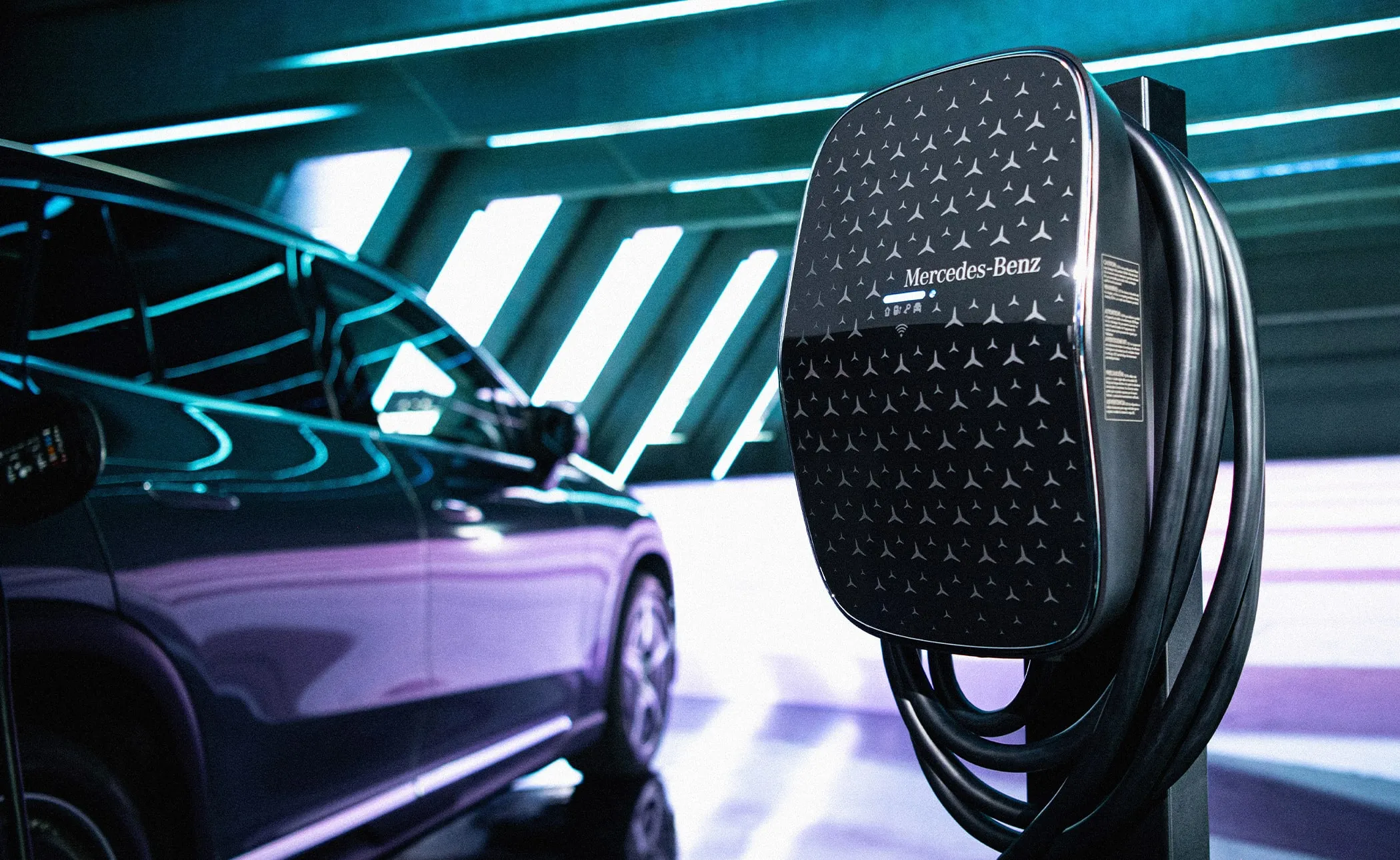 Mercedes EQE SUV home charging view 2