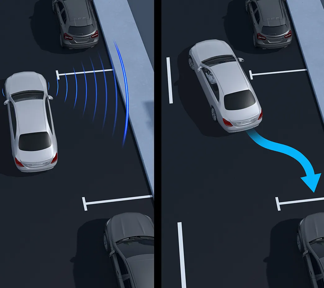 For easier maneuvering in tight spaces, multiple cameras can team up for a virtual birdseye view on the in-dash screen. Additional tech can also park your GLE hands-free.
