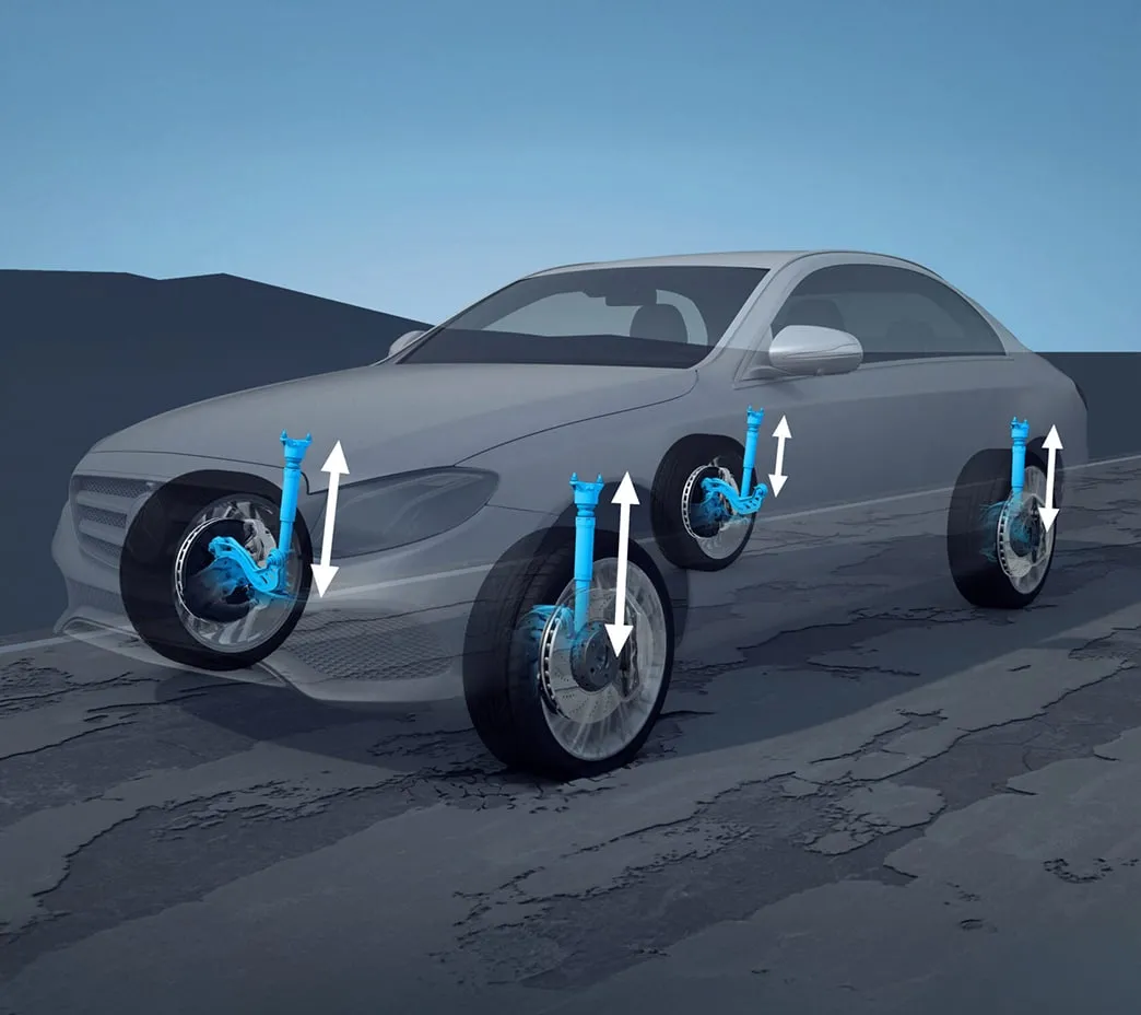 An optional air suspension includes adaptive damping with selectable modes. It's also self-leveling, and can be raised or lowered to enhance ground clearance or aerodynamics.