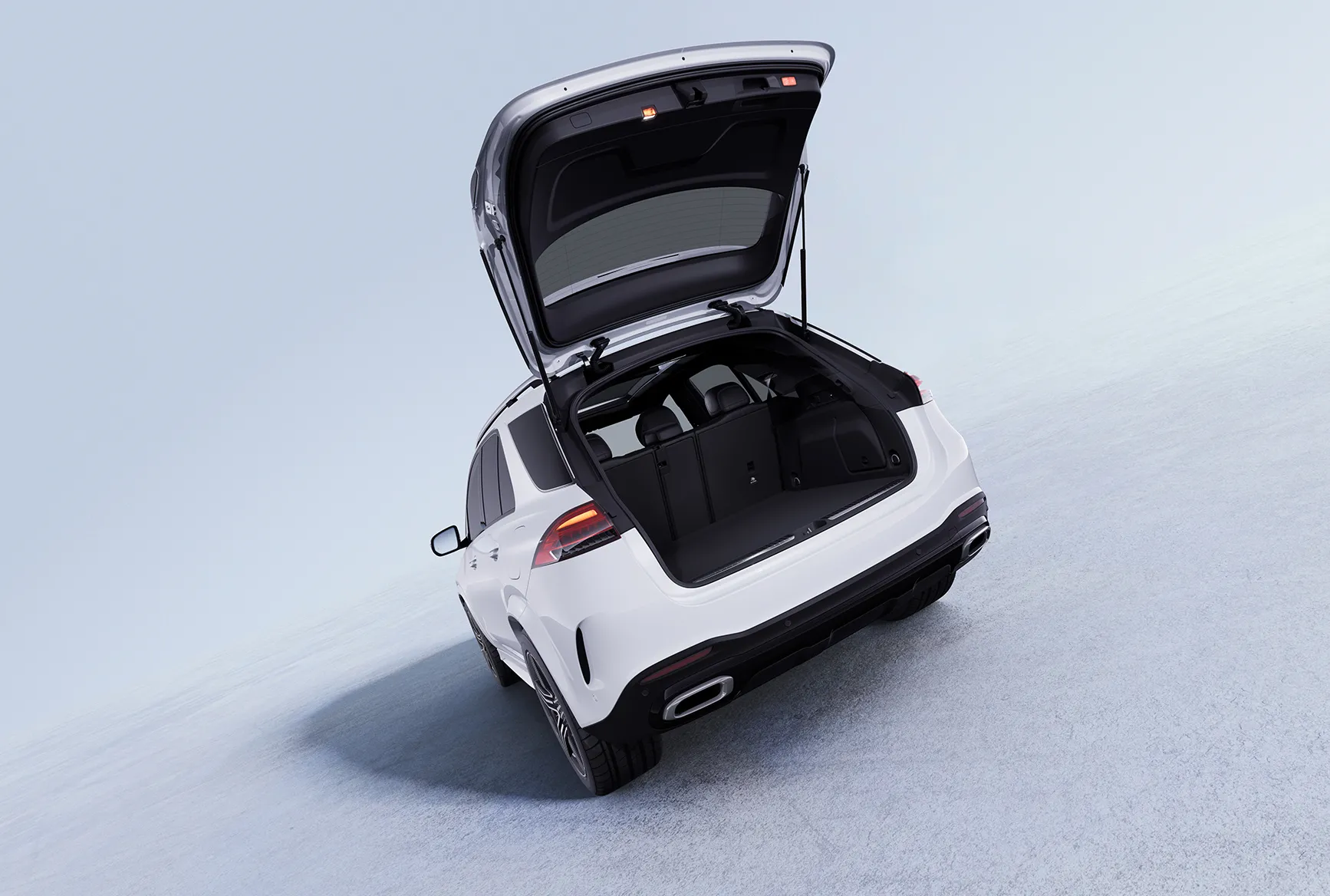 2026 GLE SUV cargo area with seats folded — up to 74.9 cu ft