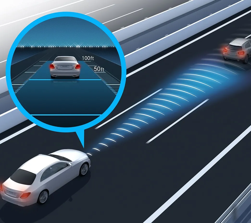 Standard DISTRONIC® can adapt your cruising speed to stop-and-go traffic, posted speed limits, even an upcoming turn in your navigation route. Active Steering Assist is included, too.