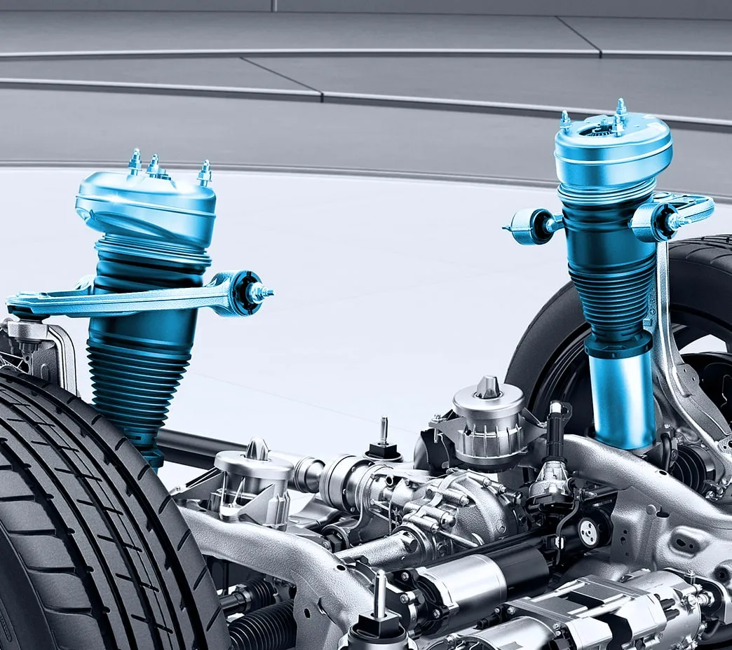 Standard AIRMATIC® offers multimode damping, adjustable ride height, and 4-wheel level control that can automatically adjust for passengers and cargo.