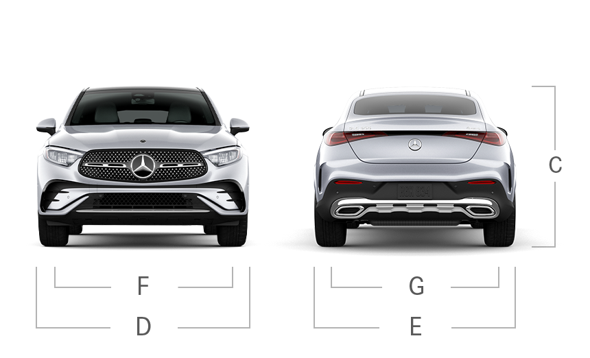 model front and back view diensions