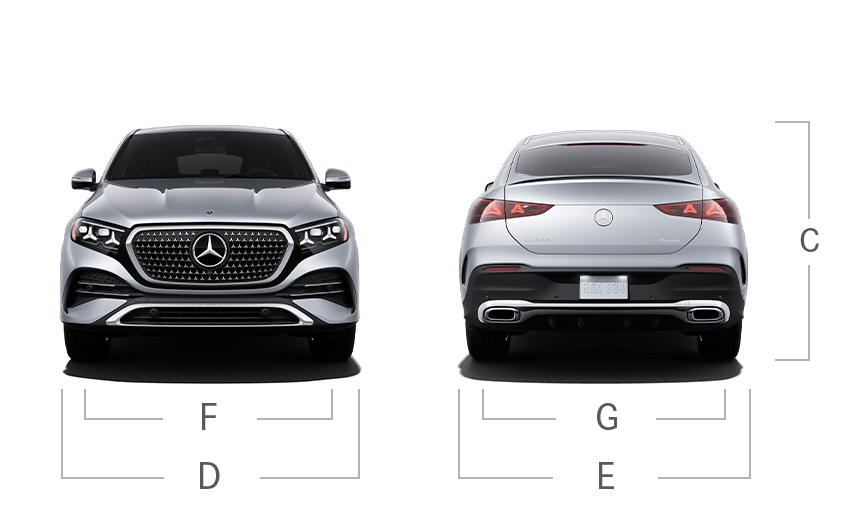 model front and back view diensions