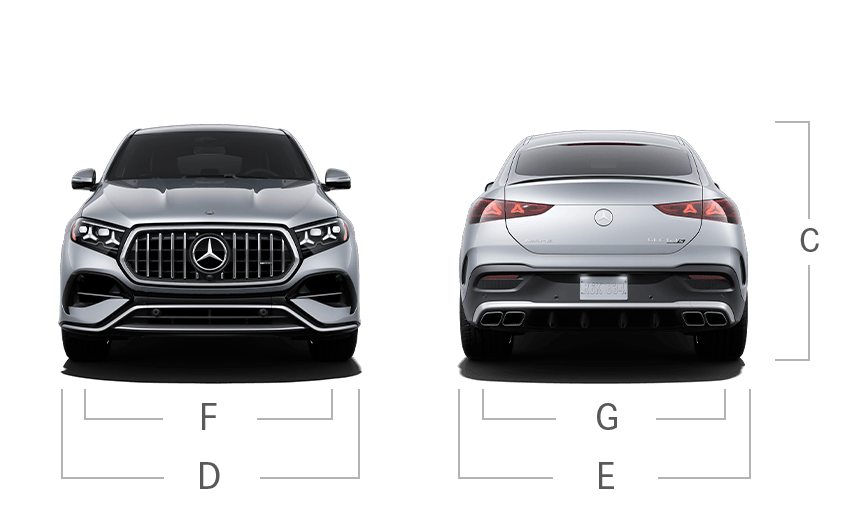 model front and back view diensions