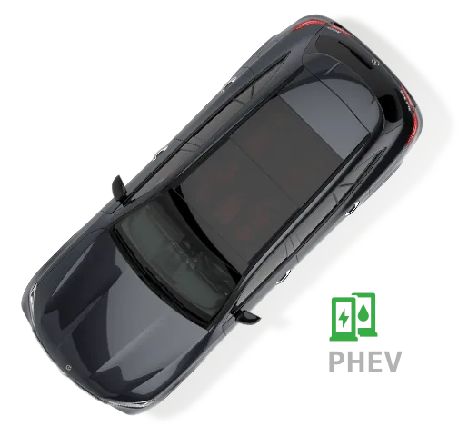An arial shot of the GLE 450e 4MATIC SUV in black.